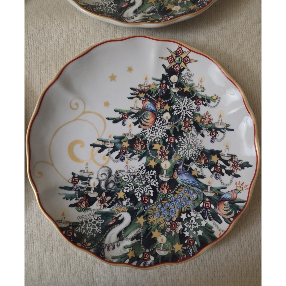 Williams-Sonoma Twas the Night Before Christmas Plates – Set of 4 – Gold Rim –